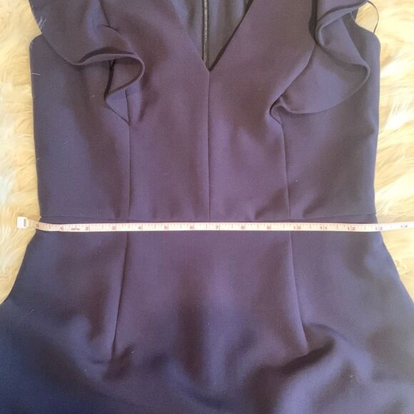 French Connection Summer Whisper Ruffle V Neck Dress in Duchess (Navy) Blue Sz 2 - Picture 6 of 10